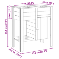 Letto da giardino rialzato  con Stoccaggio 85x46x96 cm Legno Trattato di Pino