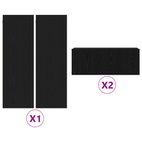 Set di 4 Mobile TV  a parete in legno ingegnerizzato rovere nero