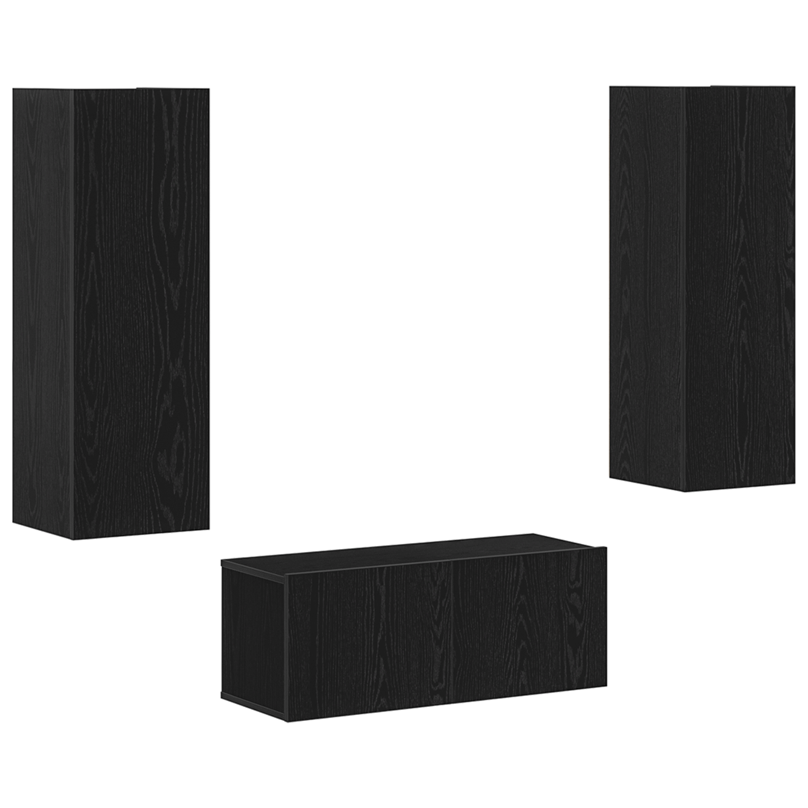 Set di Mobili TV  4 Pezzi Rovere Nero Legno Ingegnerizzato