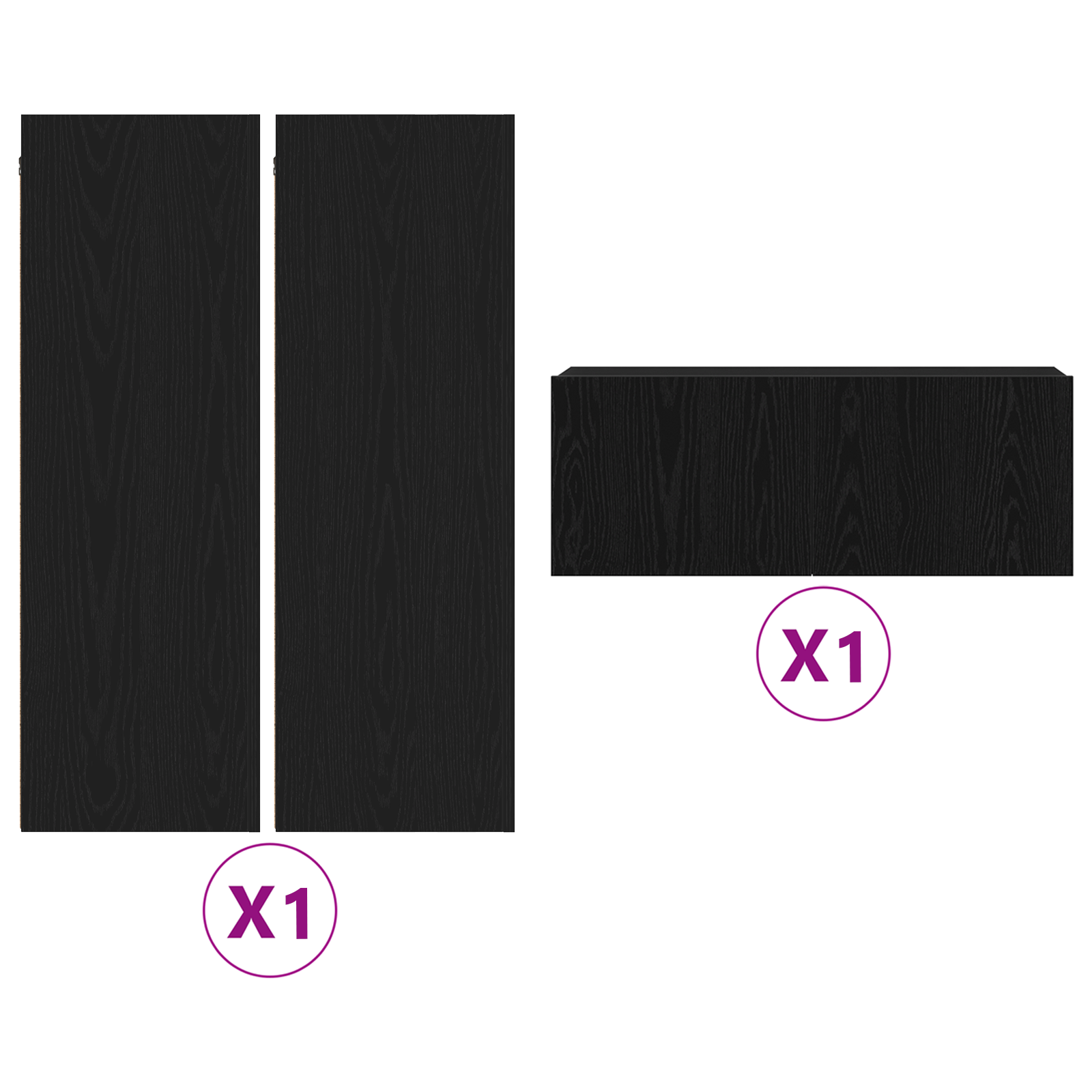 Set di Mobili TV  4 Pezzi Rovere Nero Legno Ingegnerizzato