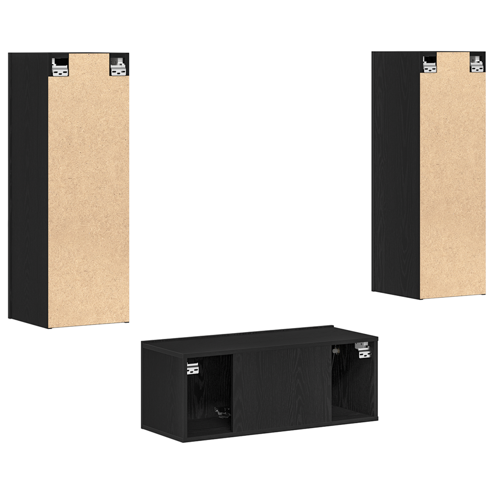 Set di Mobili TV  4 Pezzi Rovere Nero Legno Ingegnerizzato