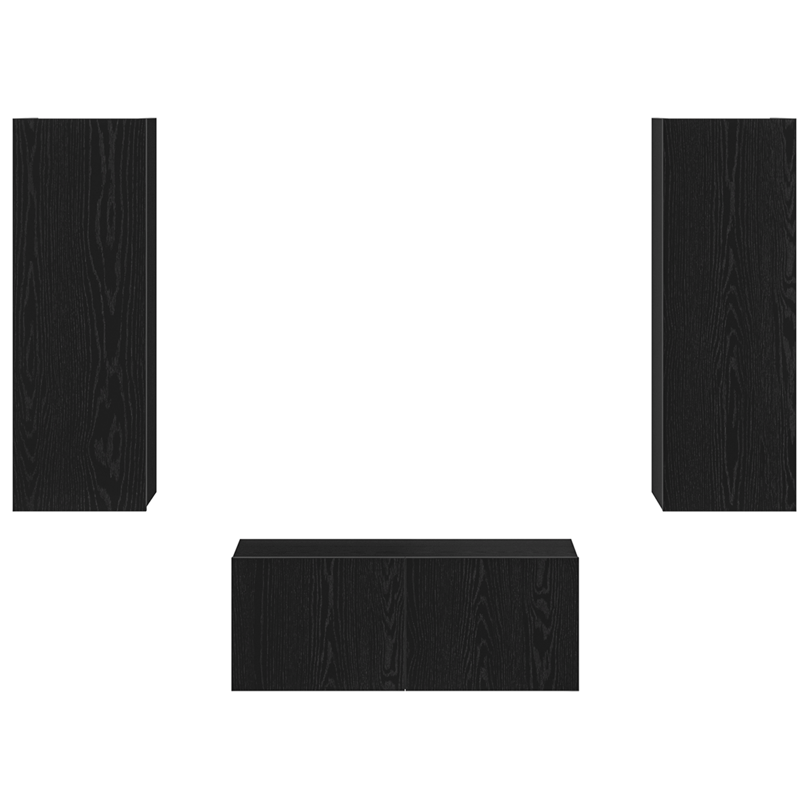 Set di Mobili TV  4 Pezzi Rovere Nero Legno Ingegnerizzato