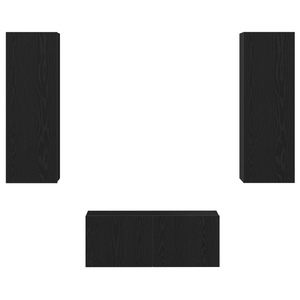 Set di mobili TV  a 3 pezzi montati a muro in rovere nero legno ingegnerizzato