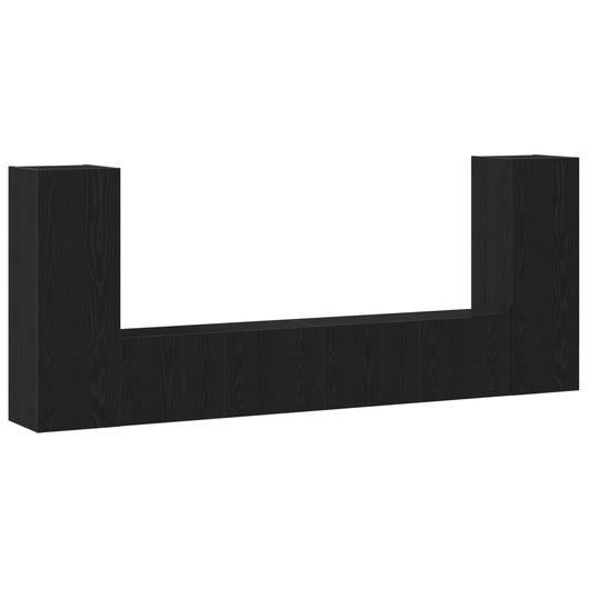 Set di mobili TV da 4 pezzi a parete in legno ingegnerizzato rovere nero