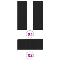 Set di mobili TV da 4 pezzi a parete in legno ingegnerizzato rovere nero