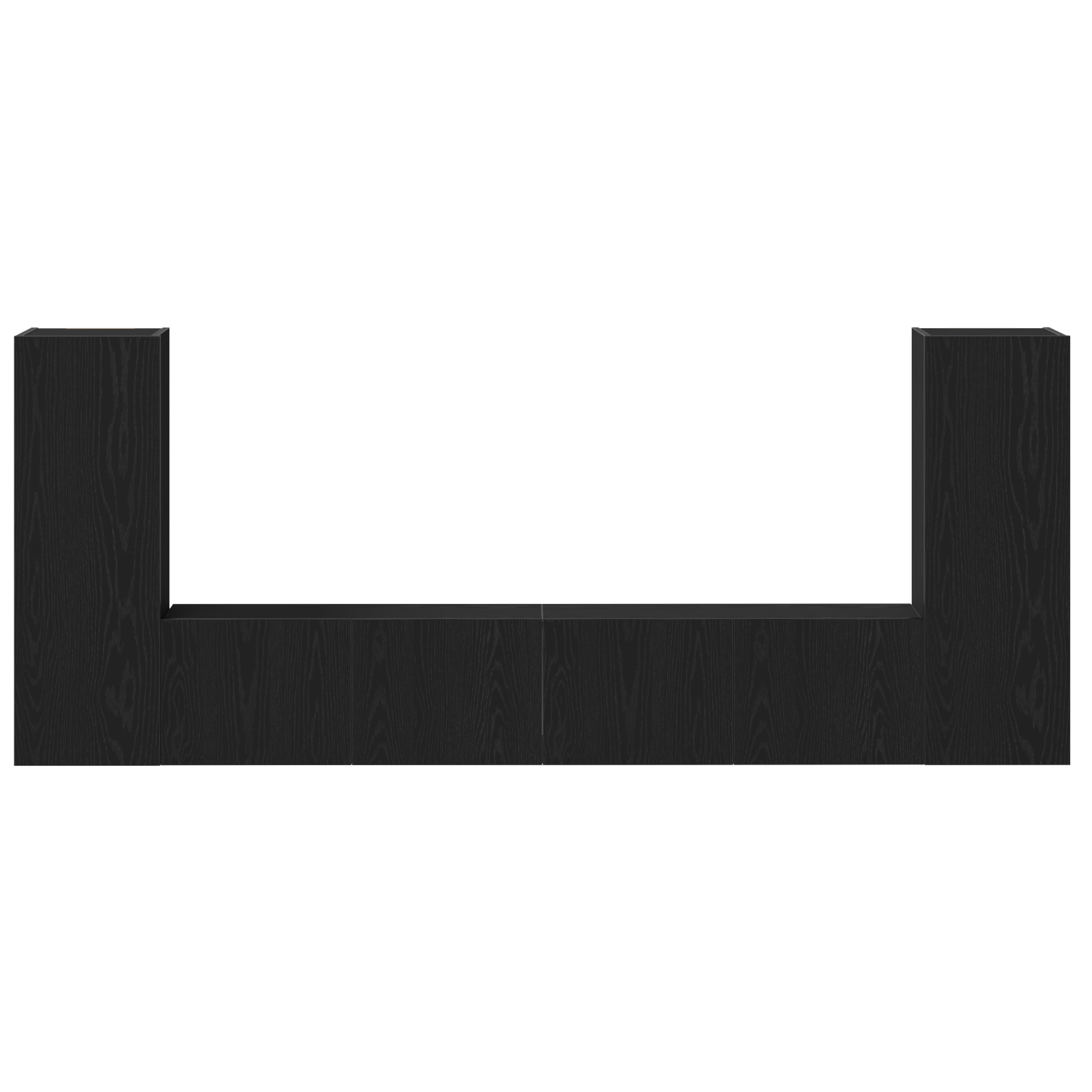 Set di mobili TV da 4 pezzi a parete in legno ingegnerizzato rovere nero