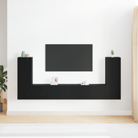 Set di mobili TV da 4 pezzi a parete in legno ingegnerizzato rovere nero