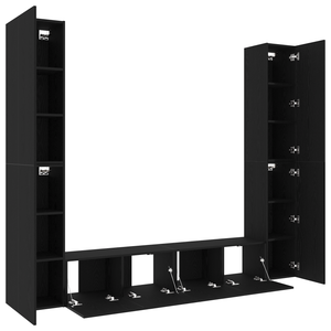 Set di armadi TV da 6 pezzi  Rovere Nero Legno Ingegnerizzato