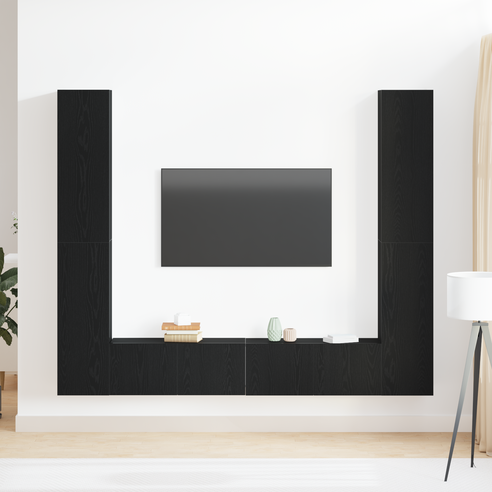 Set di armadi TV da 6 pezzi  Rovere Nero Legno Ingegnerizzato