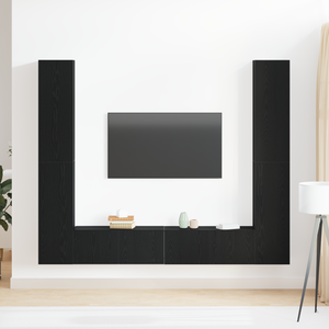 Set di armadi TV da 6 pezzi  Rovere Nero Legno Ingegnerizzato