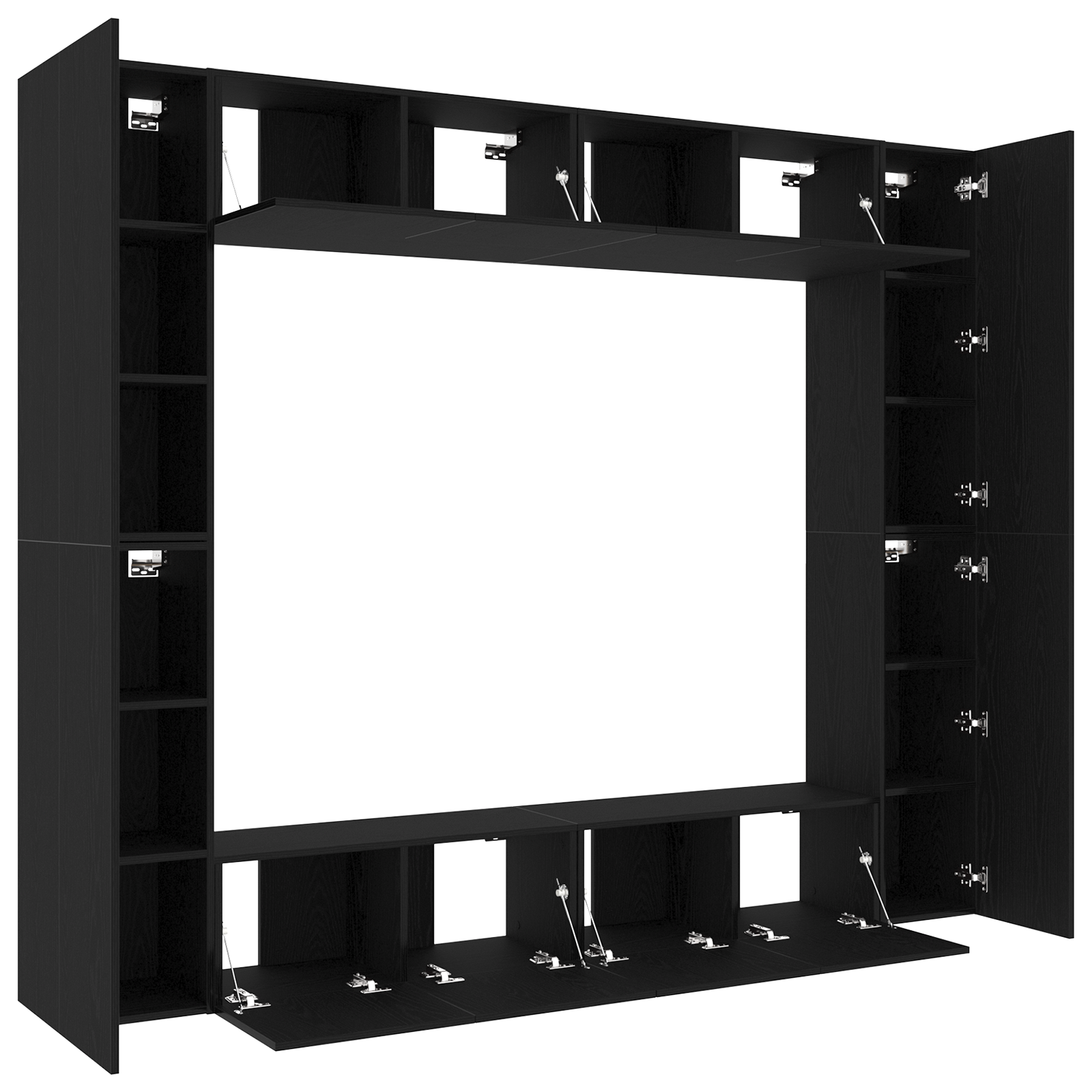 Set di 8 mobili TV  in rovere nero e legno ingegnerizzato