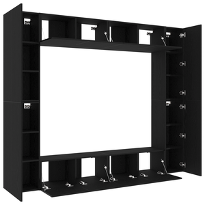 Set di 8 mobili TV  in rovere nero e legno ingegnerizzato