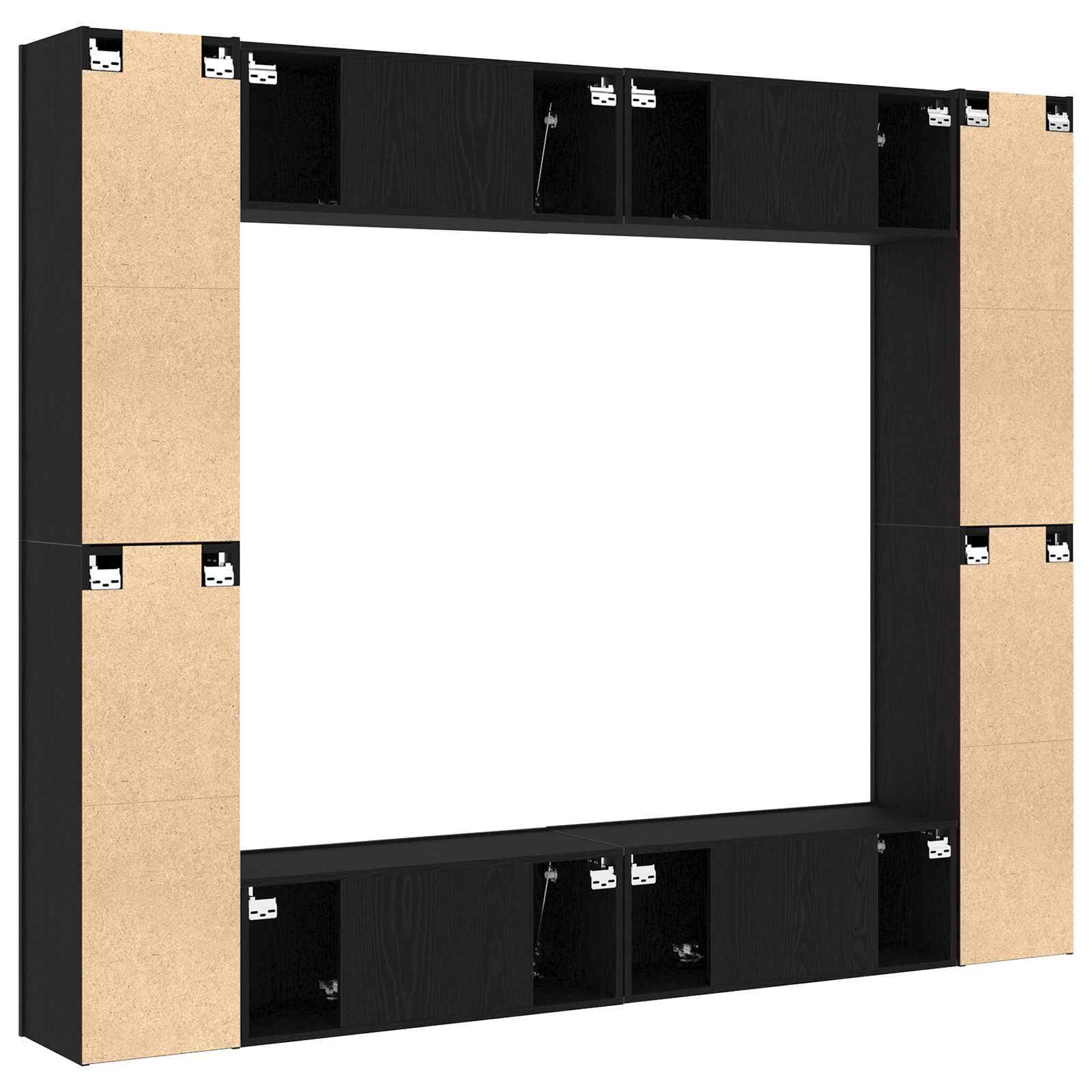 Set di 8 mobili TV  in rovere nero e legno ingegnerizzato