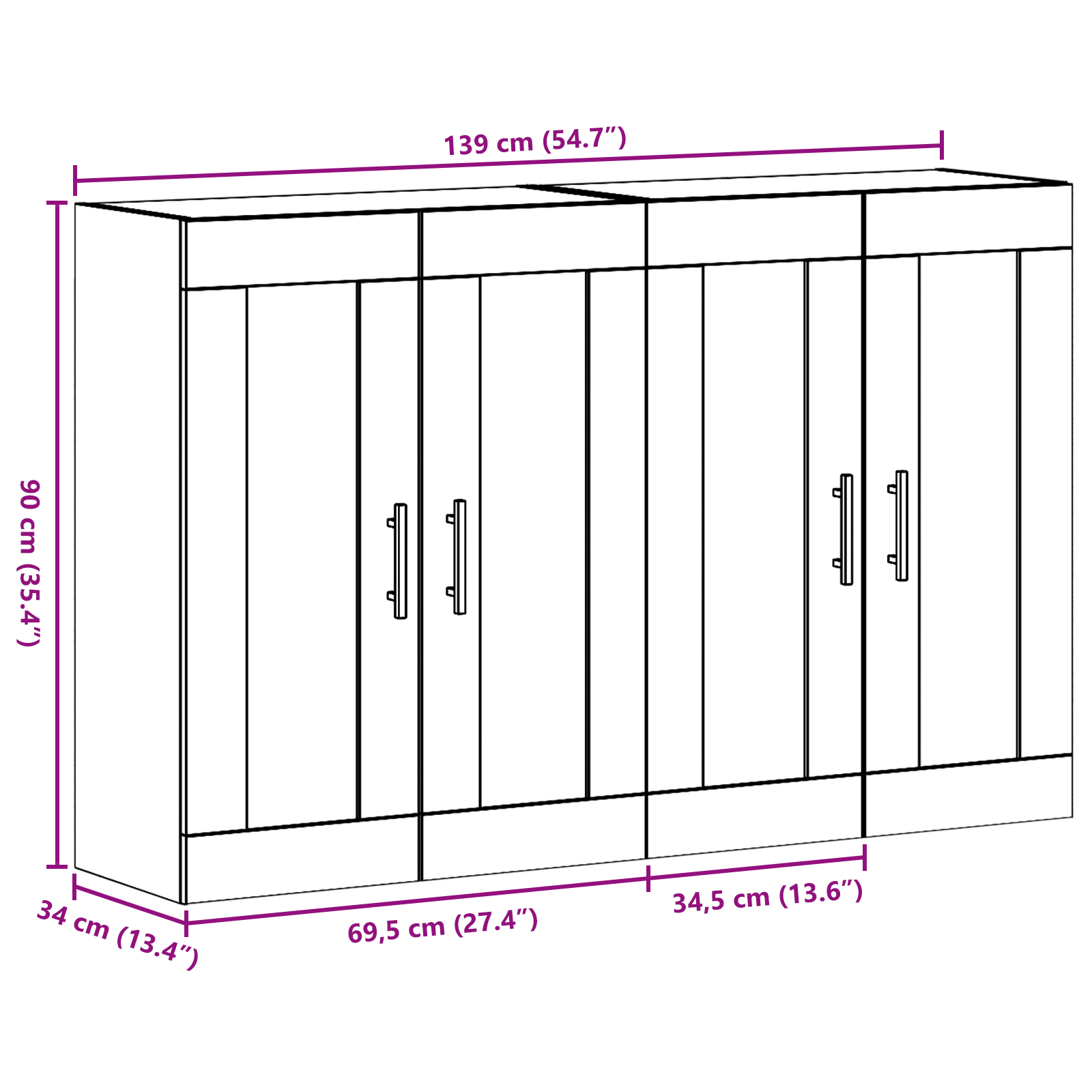 Armadi a Muro 2 pezzi Legno Vecchio 69.5x34x90 cm Legno Ingegnerizzato