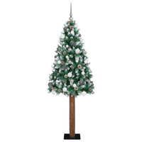 Slim Christmas Tree Luci e Set di Palline Verde 210 cm PVC