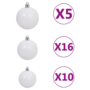 Slim Christmas Tree Luci e Set di Palline Verde 210 cm PVC