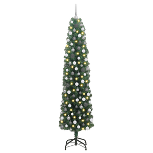 Albero di Natale pieghevole 300 LED e Set di Palline Verde 210 cm