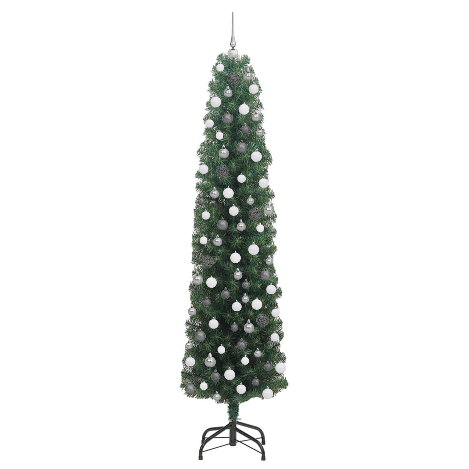 Albero di Natale pieghevole 300 LED e Set di Palline Verde 210 cm