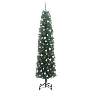 Albero di Natale pieghevole 300 LED e Set di Palline Verde 210 cm