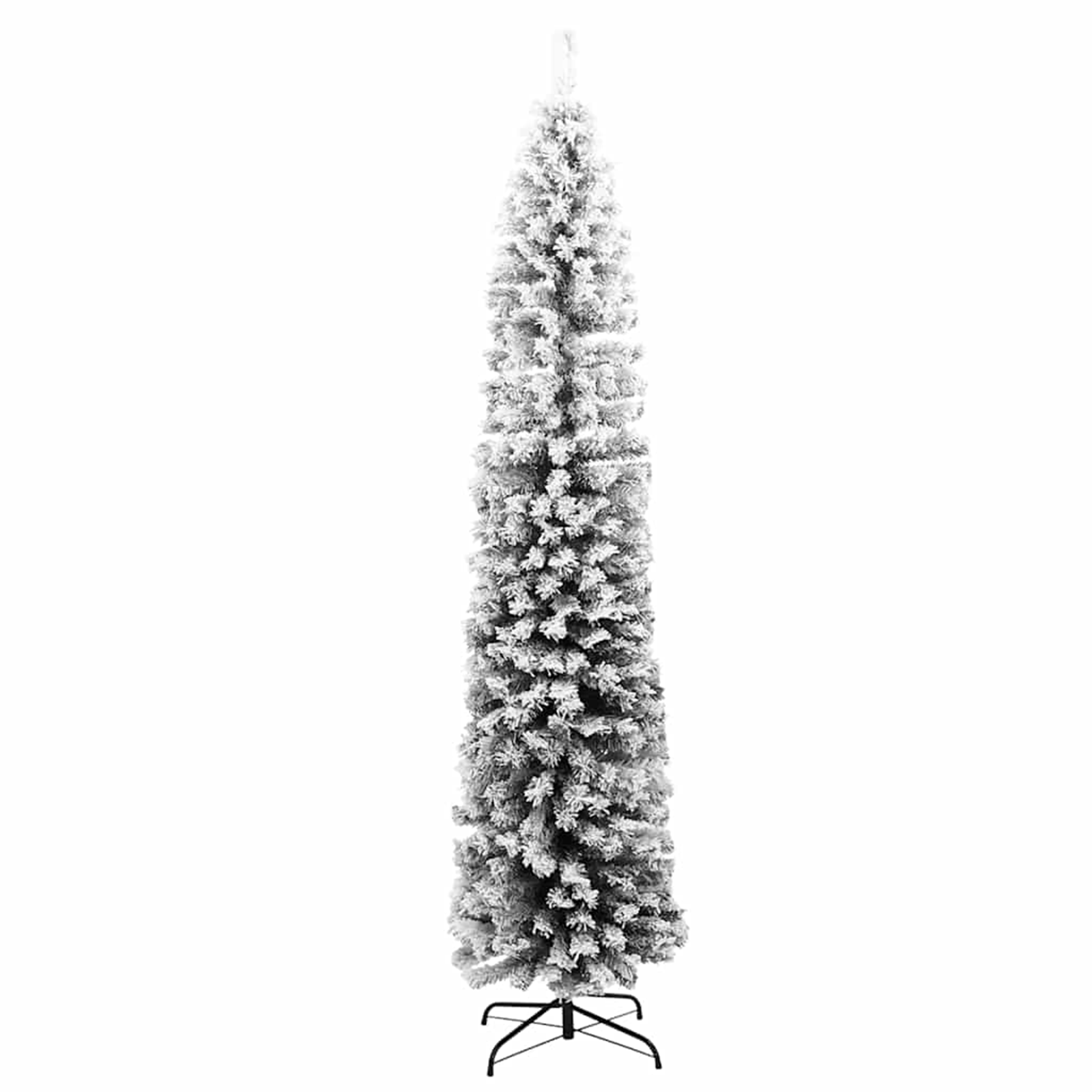 Albero di Natale sottile con 300 LED & Set di palline & Neve imbiancata Verde 240 cm