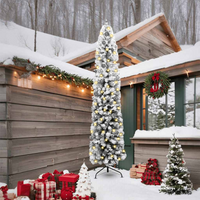 Albero di Natale sottile con 300 LED & Set di palline & Neve imbiancata Verde 240 cm