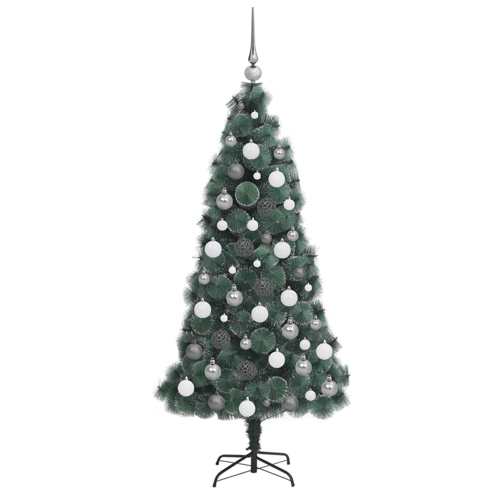 Set di Albero di Natale Artificiale LED & Palline Verde 180 cm PET