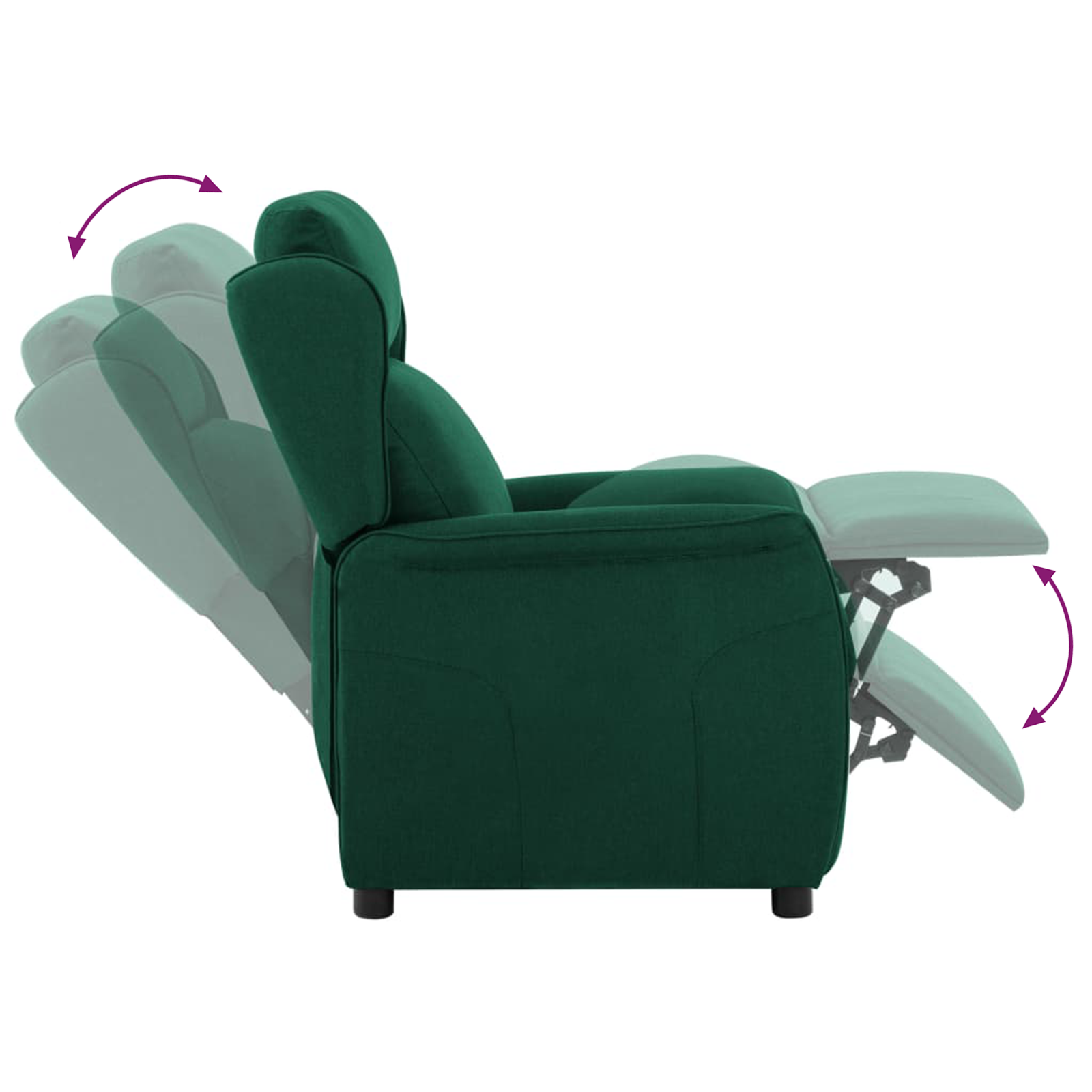 Poltrona Recliner Verde Scuro in Tessuto