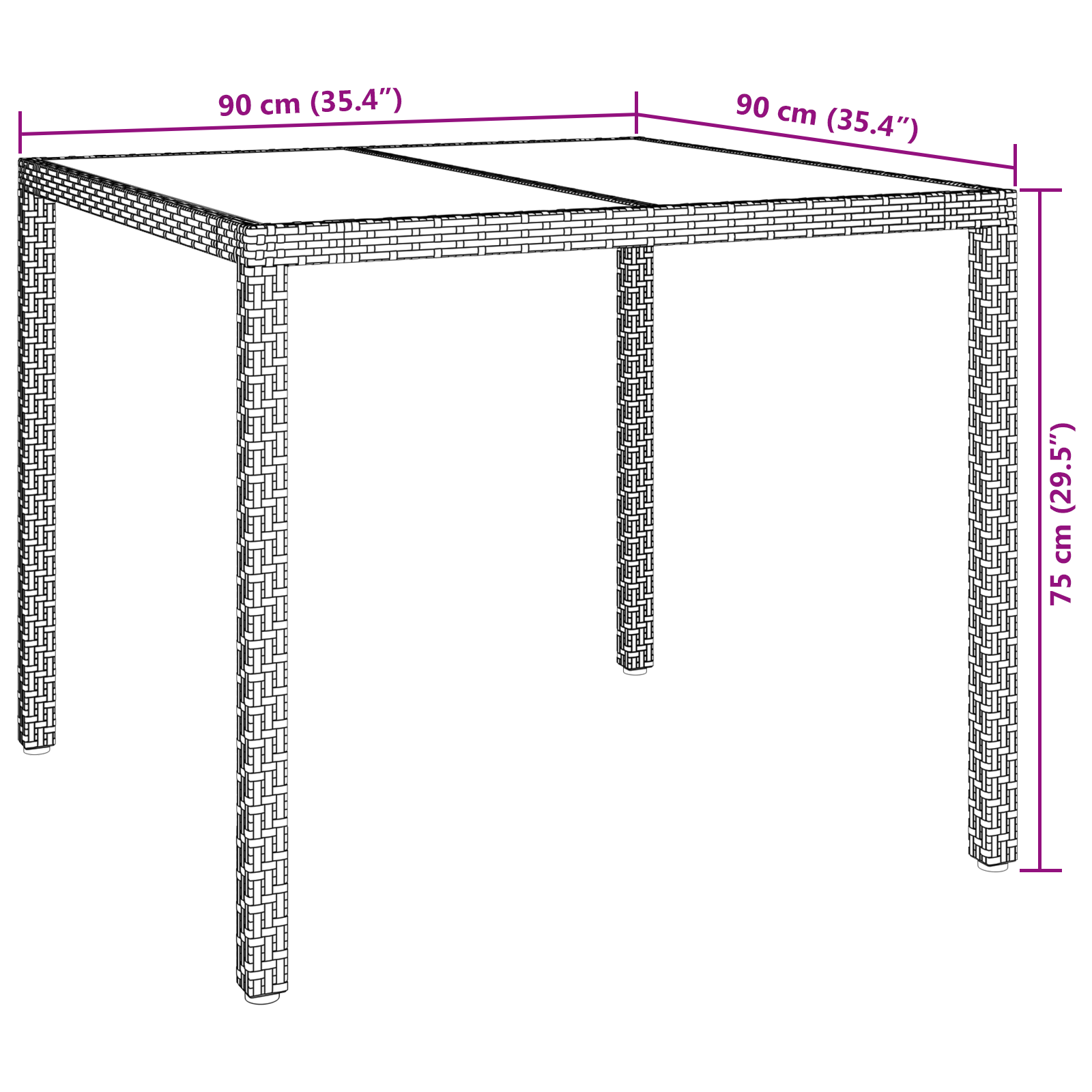 Tavolo da Pranzo da Giardino Beige 90x90x75 cm Polyrattan
