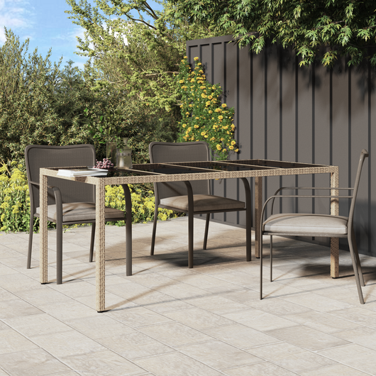 Tavolo da Pranzo da Giardino Beige 190x90x75 cm Polyrattan