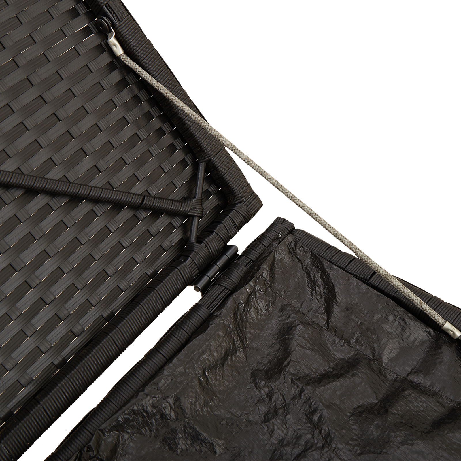 Scatola di Stoccaggio per Esterni Nero e Panna Rattan, Poliestere