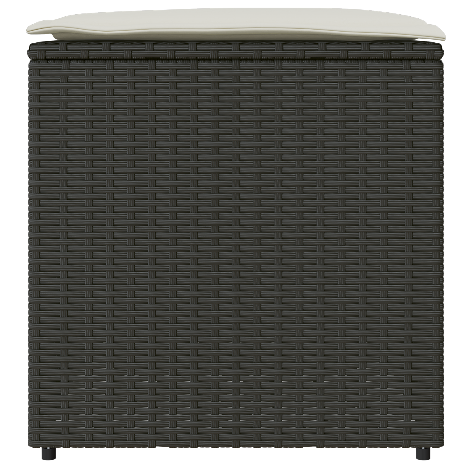 Scatola di Stoccaggio per Esterni Nero e Panna Rattan, Poliestere