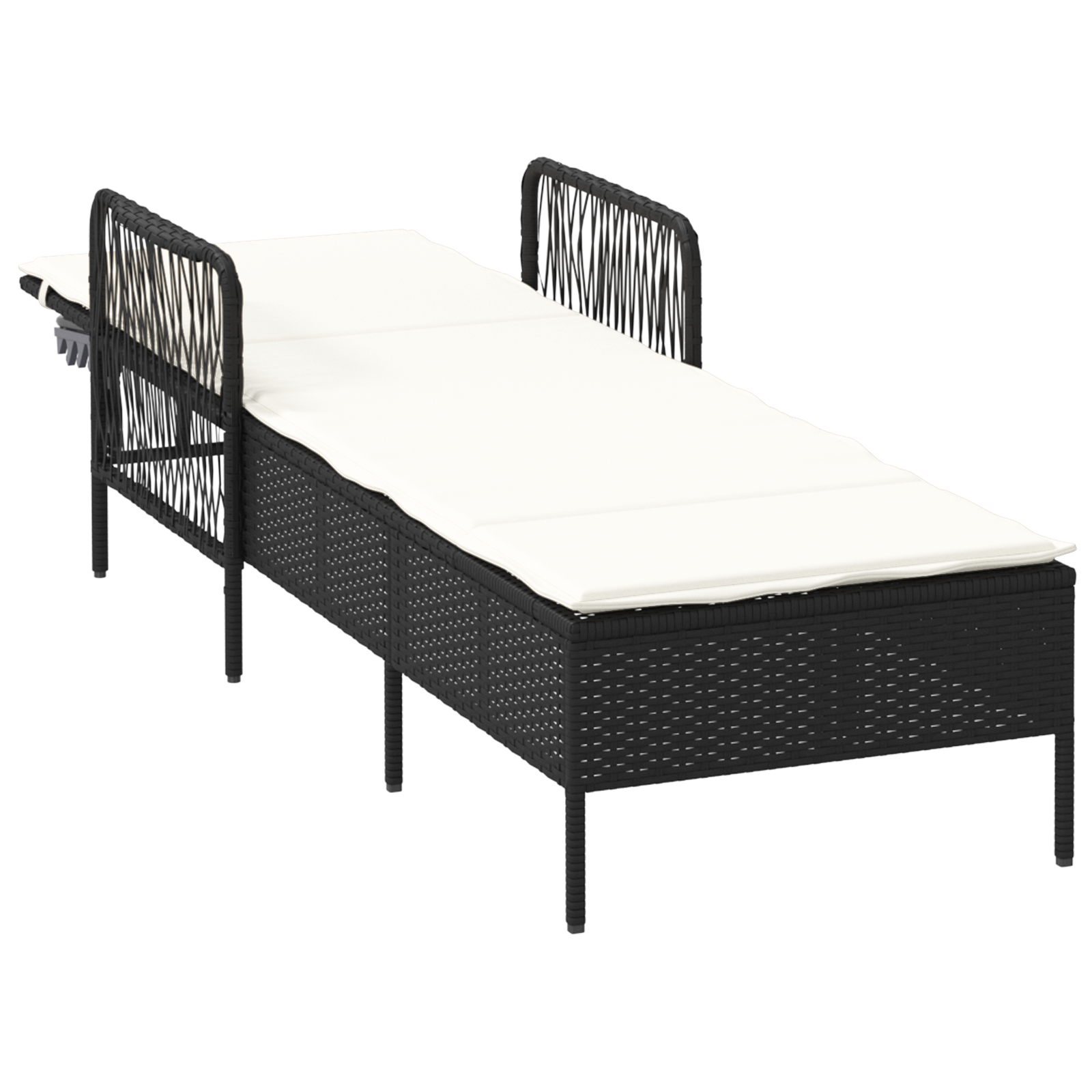 Lettino prendisole Nero e bianco panna PE Rattan 157 x 55 x 92 cm