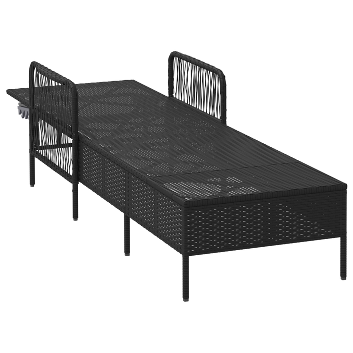 Lettino prendisole Nero e bianco panna PE Rattan 157 x 55 x 92 cm