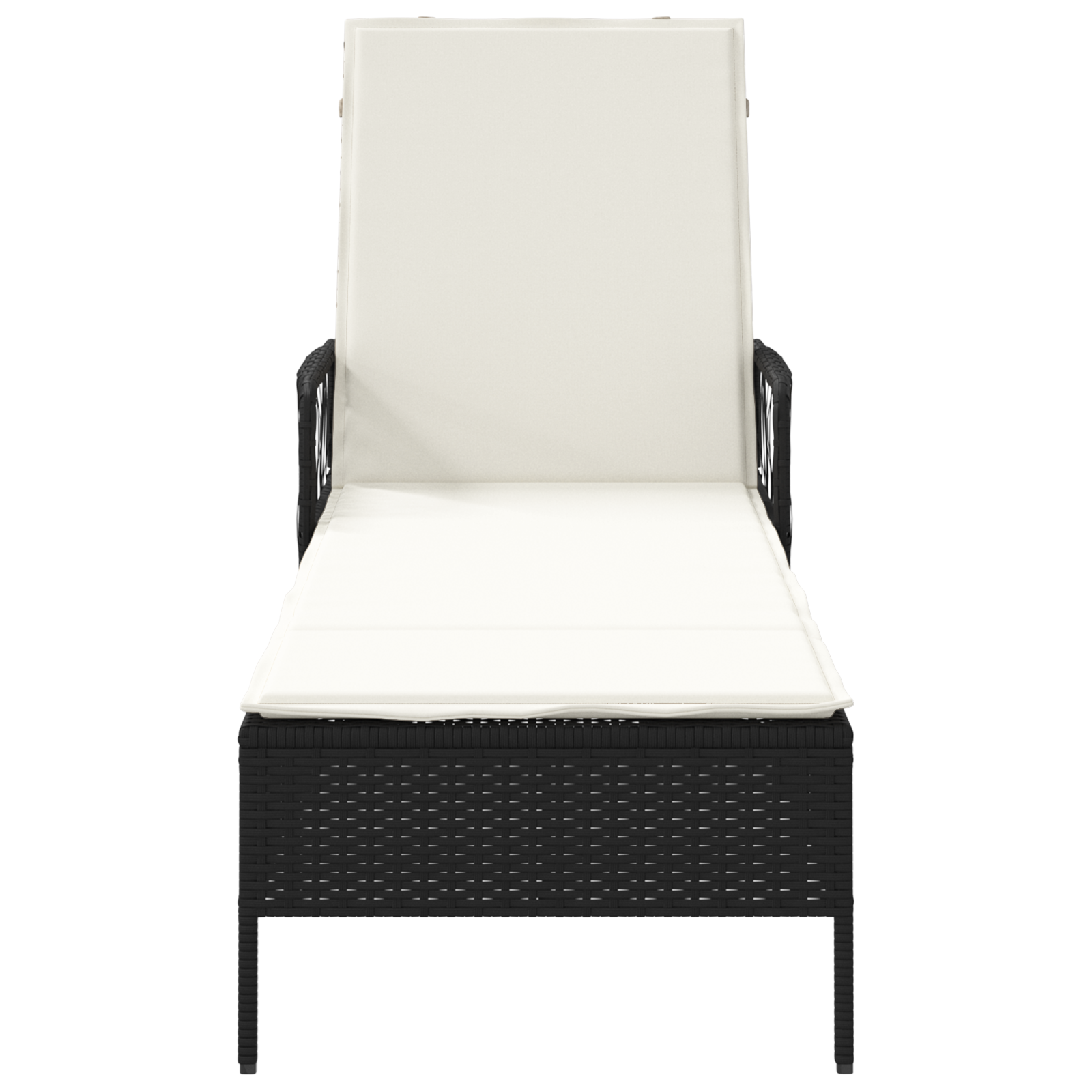 Lettino prendisole Nero e bianco panna PE Rattan 157 x 55 x 92 cm