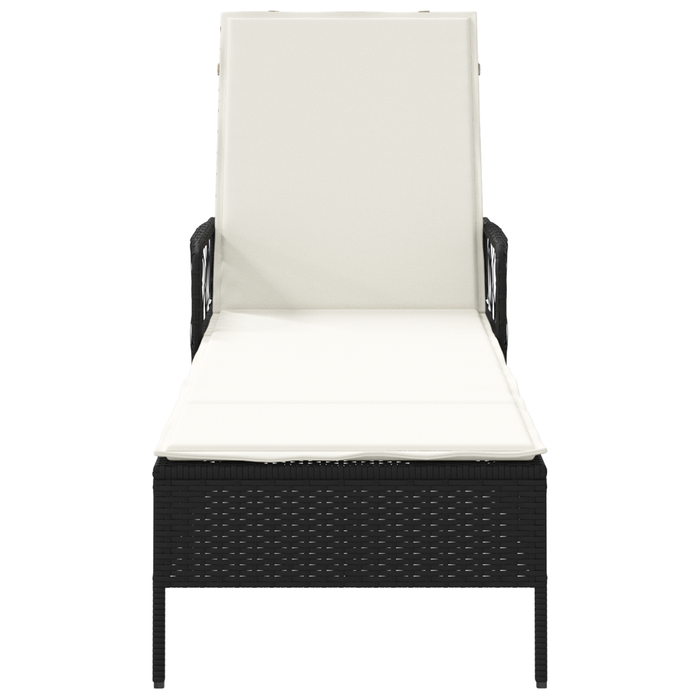 Lettino prendisole Nero e bianco panna PE Rattan 157 x 55 x 92 cm