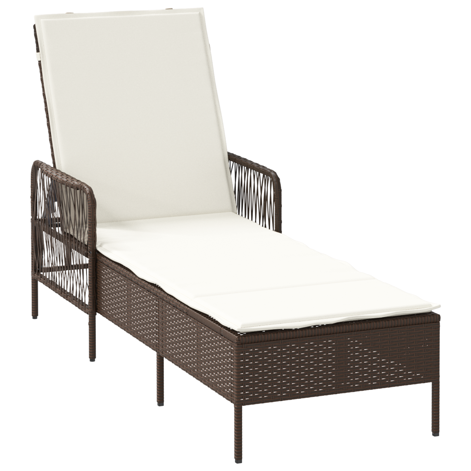 Lettino Prendisole Marrone e panna Rattan PE 157 x 55 x 92 cm