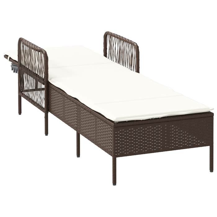 Lettino Prendisole Marrone e panna Rattan PE 157 x 55 x 92 cm