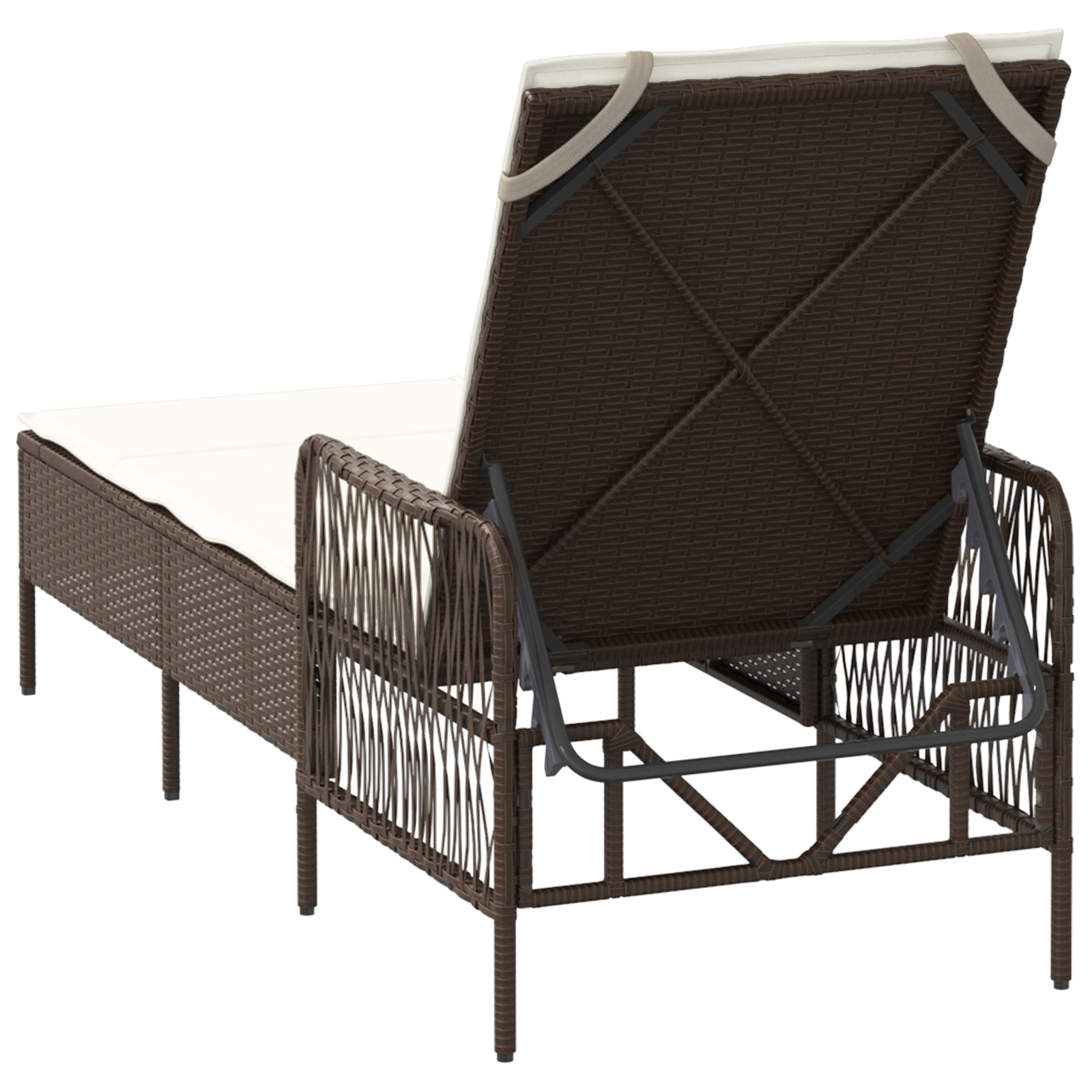 Lettino Prendisole Marrone e panna Rattan PE 157 x 55 x 92 cm