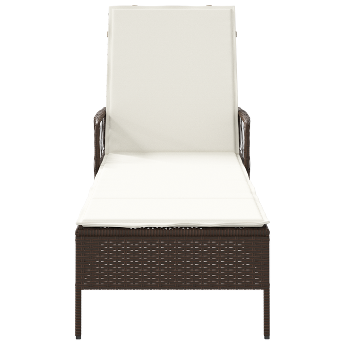 Lettino Prendisole Marrone e panna Rattan PE 157 x 55 x 92 cm
