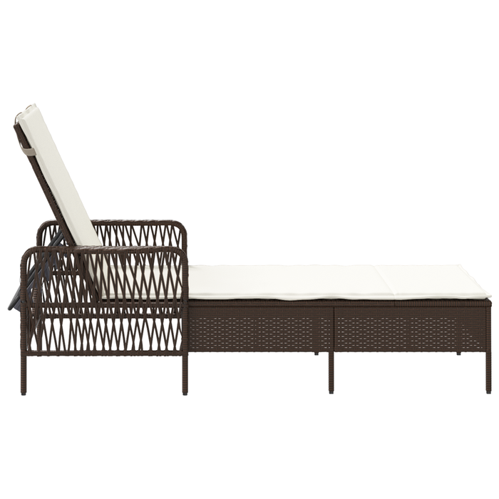Lettino Prendisole Marrone e panna Rattan PE 157 x 55 x 92 cm