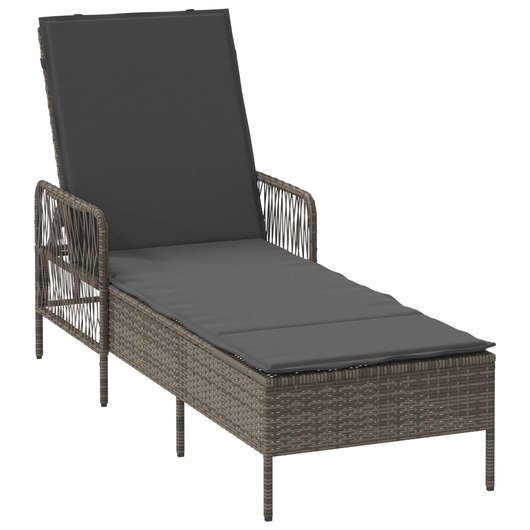 Lettino Prendisole Grigio e scuro Rattan PE 157 x 55 x 92 cm