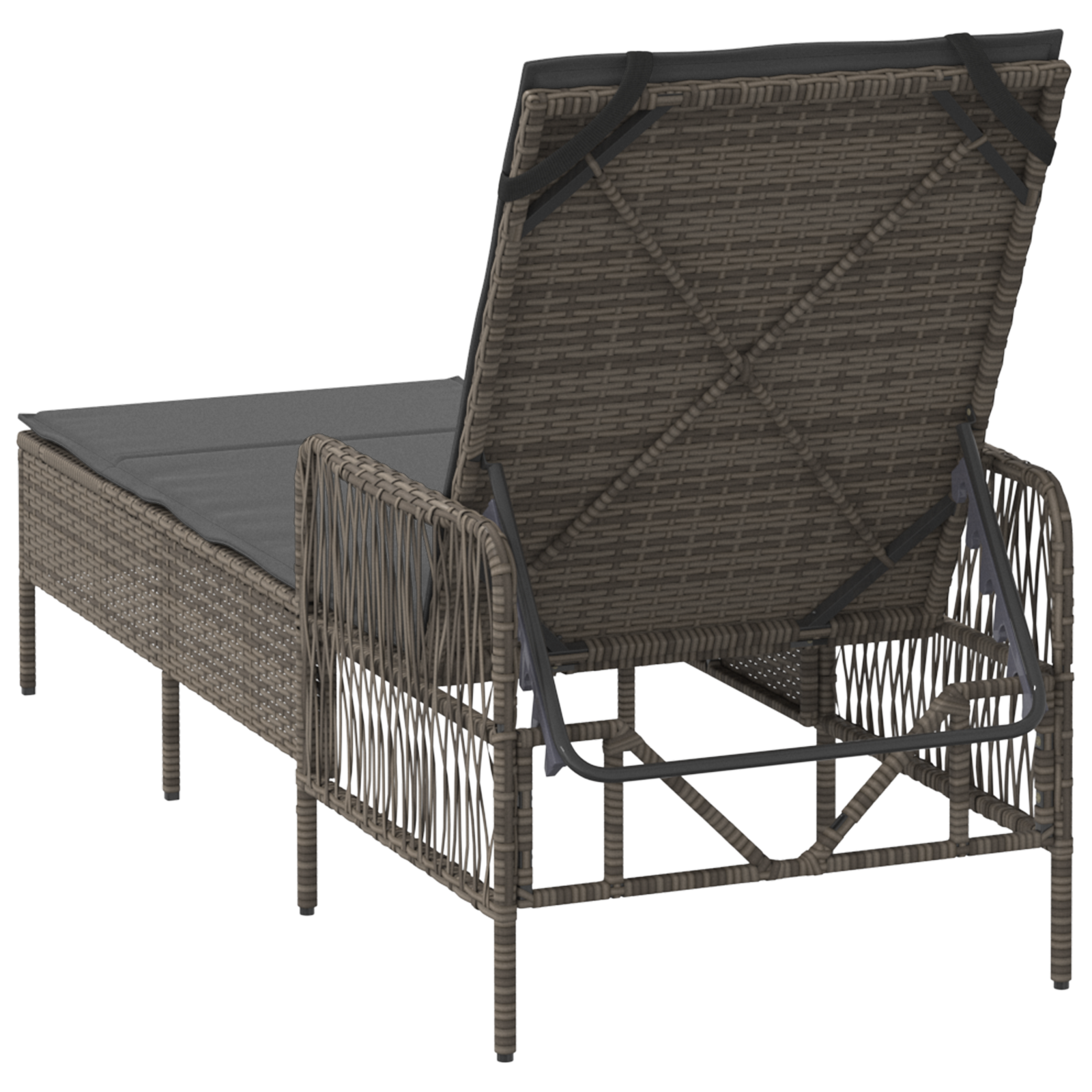 Lettino Prendisole Grigio e scuro Rattan PE 157 x 55 x 92 cm