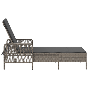 Lettino Prendisole Grigio e scuro Rattan PE 157 x 55 x 92 cm