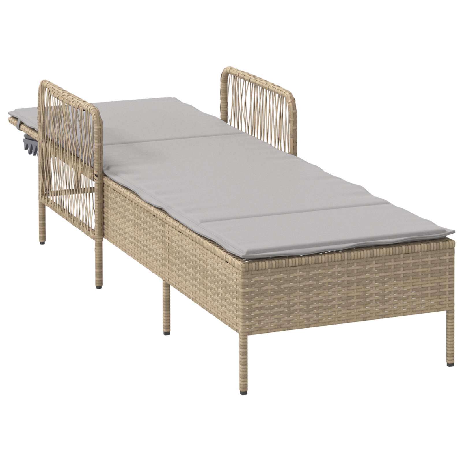 Lettino Prendisole Beige e grigio chiaro Rattan PE 157 x 55 x 92 cm