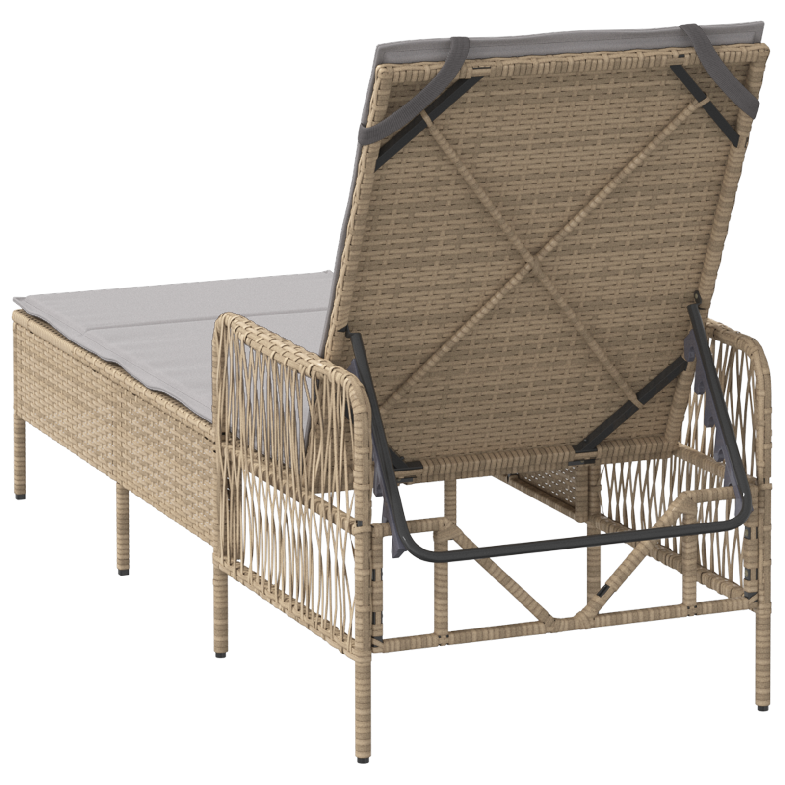 Lettino Prendisole Beige e grigio chiaro Rattan PE 157 x 55 x 92 cm