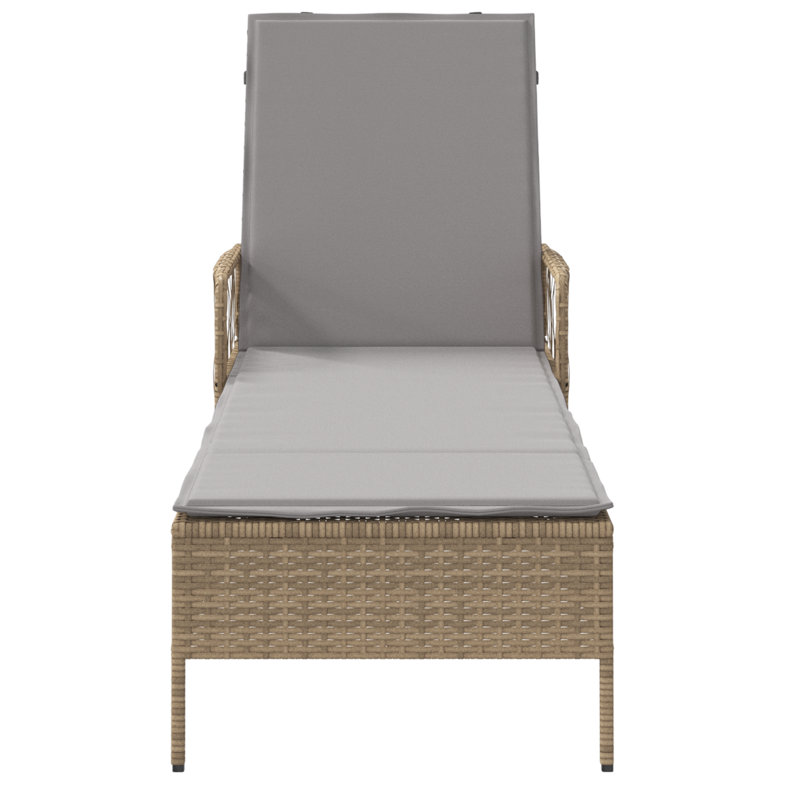 Lettino Prendisole Beige e grigio chiaro Rattan PE 157 x 55 x 92 cm