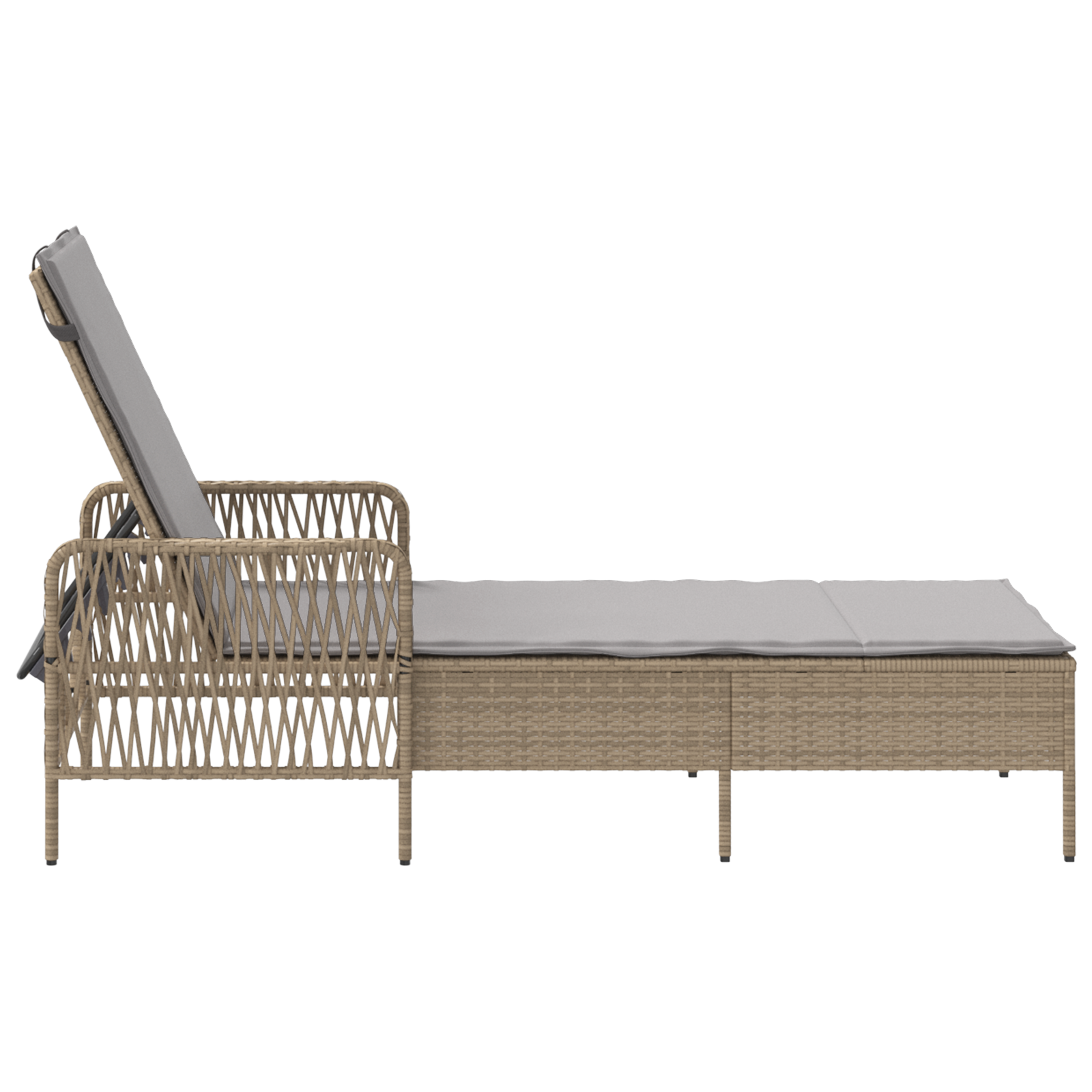 Lettino Prendisole Beige e grigio chiaro Rattan PE 157 x 55 x 92 cm