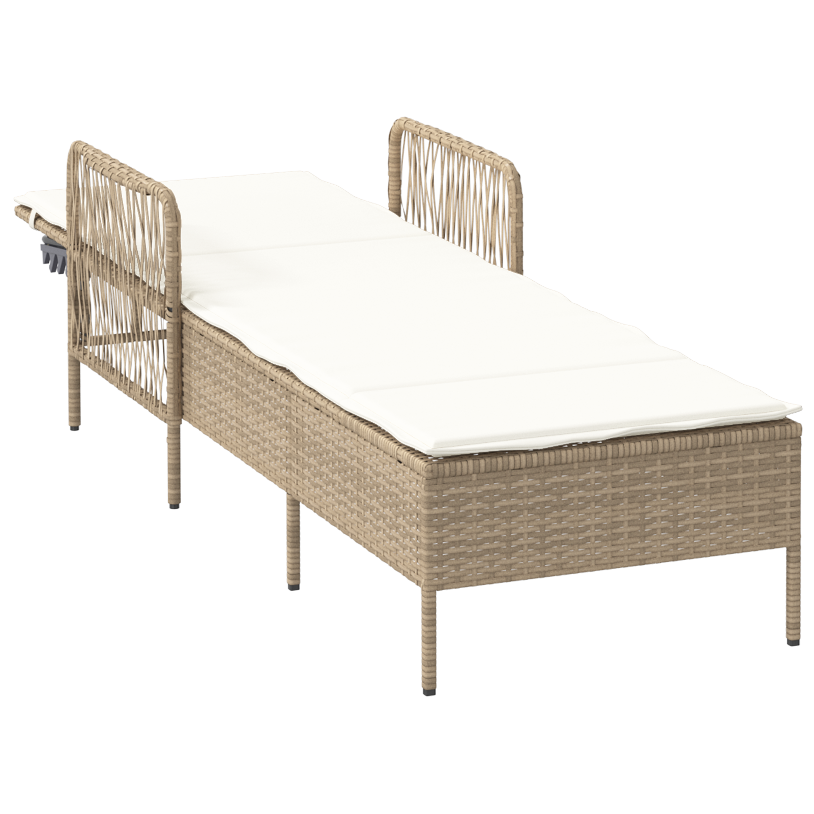 Lettino Prendisole Beige e bianco panna PE Rattan 157 x 55 x 92 cm