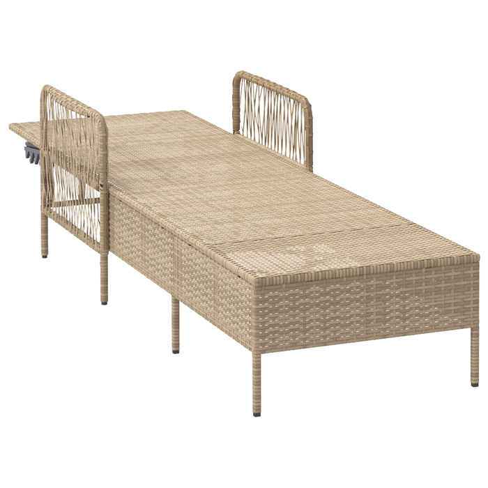 Lettino Prendisole Beige e bianco panna PE Rattan 157 x 55 x 92 cm