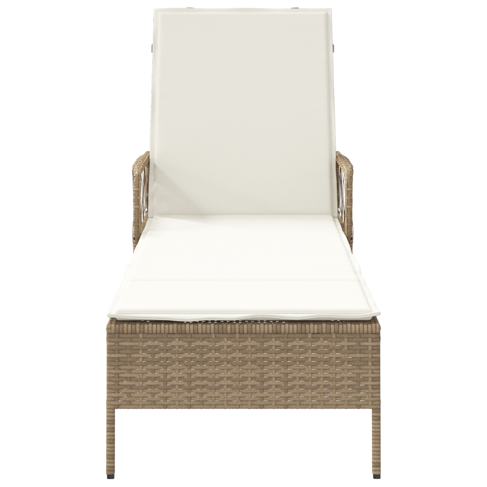 Lettino Prendisole Beige e bianco panna PE Rattan 157 x 55 x 92 cm